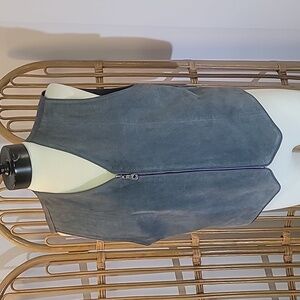 MARSH LANDING blue suede men's vest size M vintage leather